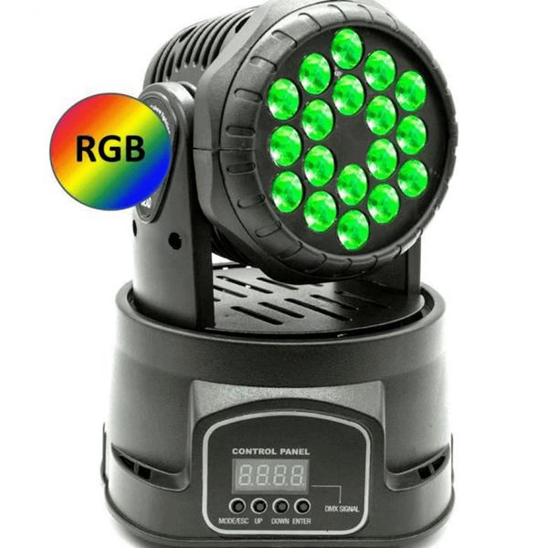 Imagem de Canhão Moving Head 18 Led Colorido Iluminação Acompanha O Ritmo Da Música LK294