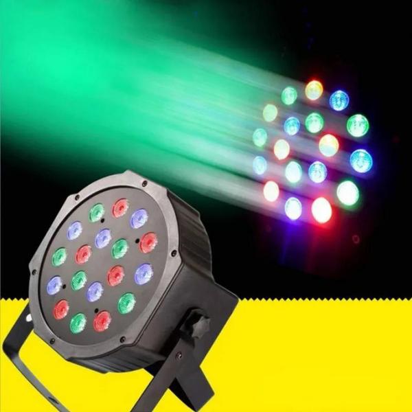 Imagem de Canhão Refletor Jogo de Luz 18 LEDs Efeito RGB Strobo Flash Iluminação Para Festa - LK184