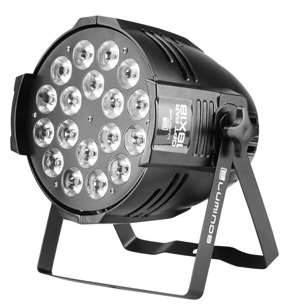 Canhao Refletor Led Par 64 Opt Par 18 Leds 18w Dmx Rgbwa+uv - LUMINOS Imagem de Canhao Refletor Led Par 64 Opt Par 18 Leds 18w Dmx Rgbwa+uv
