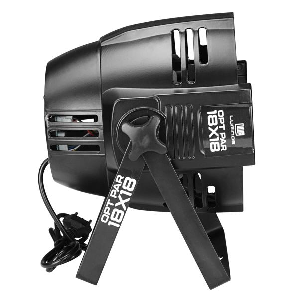 Canhao Refletor Led Par 64 Opt Par 18 Leds 18w Dmx Rgbwa+uv - LUMINOS Imagem de Canhao Refletor Led Par 64 Opt Par 18 Leds 18w Dmx Rgbwa+uv
