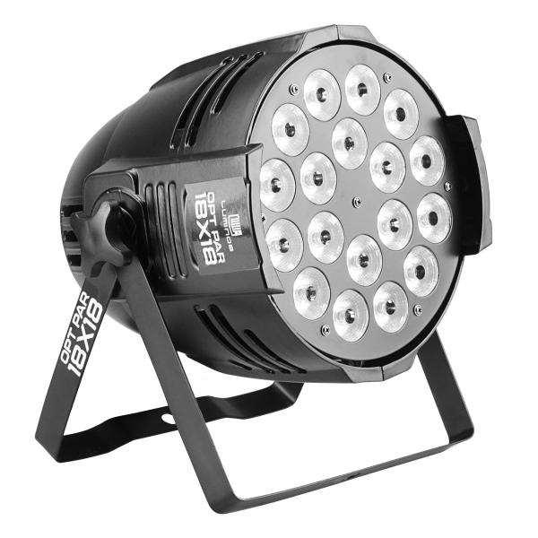 Canhao Refletor Led Par 64 Opt Par 18 Leds 18w Dmx Rgbwa+uv - LUMINOS Imagem de Canhao Refletor Led Par 64 Opt Par 18 Leds 18w Dmx Rgbwa+uv