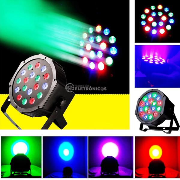 Imagem de Canhão Refletor Rgb Jogo De Luz 18 Led Alta Intensidade Para Baladas E Festas TB0626