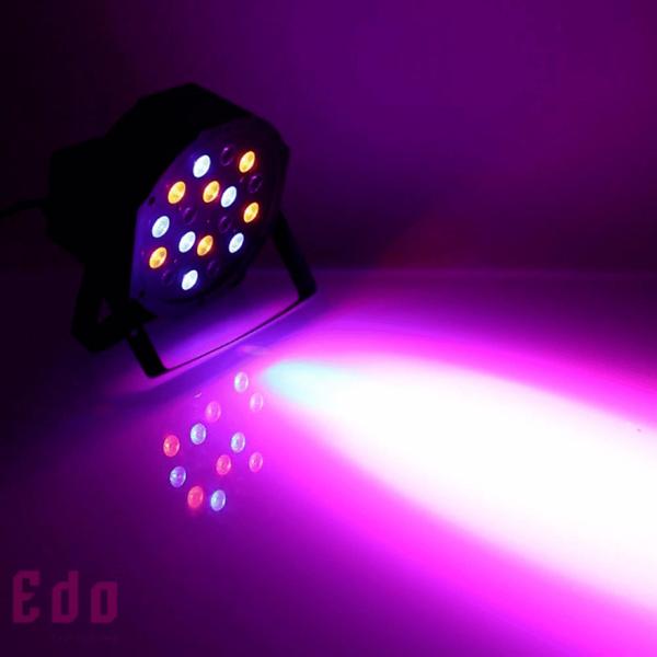 Imagem de Canhão Refletor Rgb Jogo De Luz 18 Led Automático Sensor Ritmo DJ TB0626