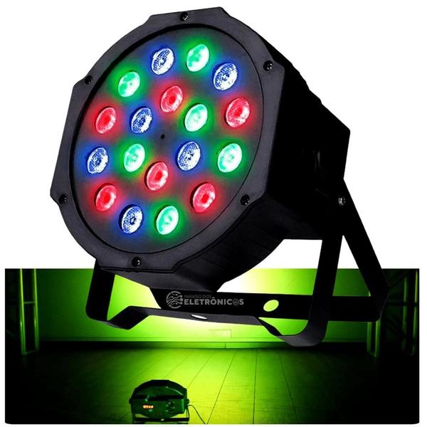 Imagem de Canhão Refletor RGB Jogo De Luz 18 LED Strobo Iluminação para festa Profissional TB0626