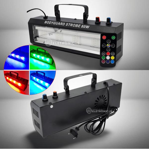 Imagem de Canhão Super Strobo Colorido RGB Controle Remoto 4 LEDs Branco de 80W de Potencia - 1948815