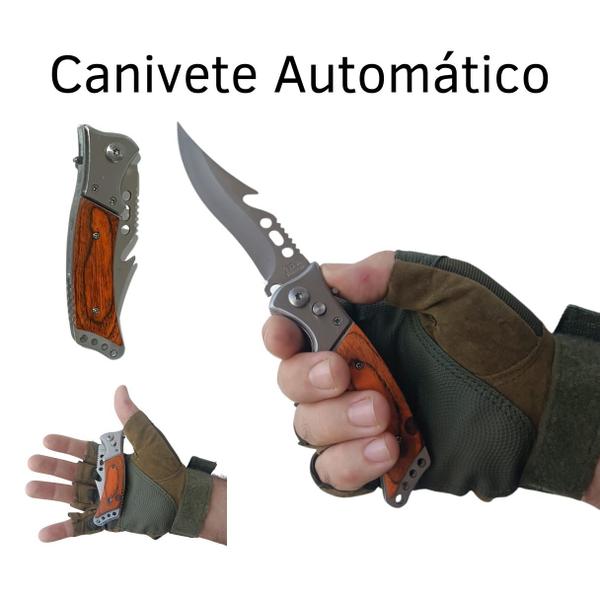 Imagem de Canivete Automático de Bolso Saque Rápido Bainha Camping Pesca