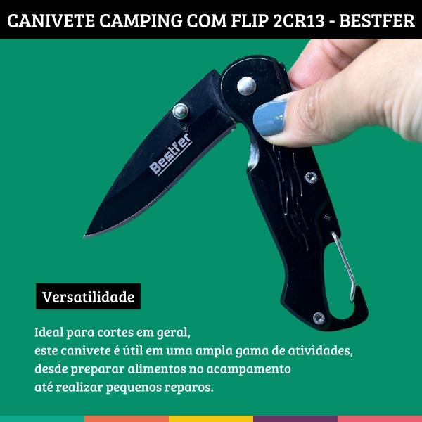 Imagem de Canivete Camping Com Flip Aço Inoxidável - Bestfer