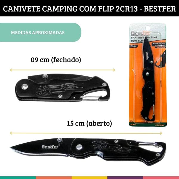 Imagem de Canivete Camping Com Flip Aço Inoxidável - Bestfer