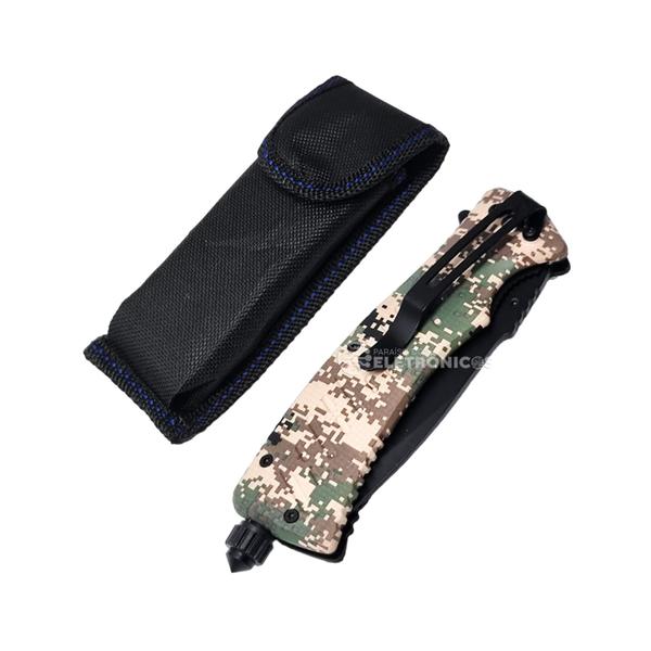 Imagem de Canivete de Bolso de Sobrevivência Camuflado Trava Liner Lock Pederneira Quebra Vidro SLKD02 SLKD021