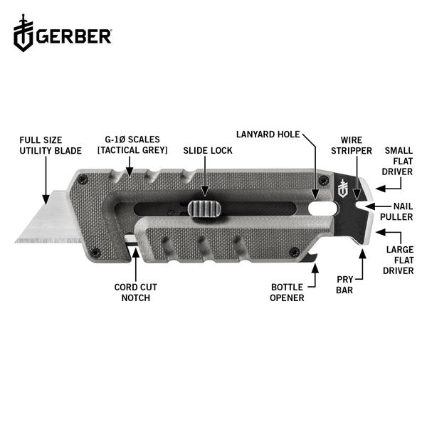 Imagem de Canivete de bolso multiferramentas Gerber Gear Prybrid Utility Grey