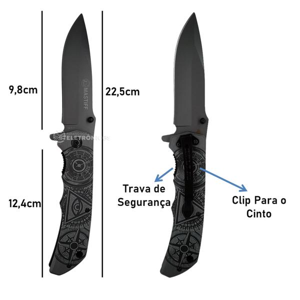 Imagem de Canivete Militar Semiautomático Corta-Fio  Ideal Para Emergências 1736 SLKD20 TB1488 TB1612 TB1718