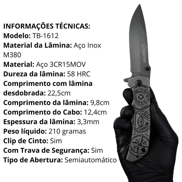 Imagem de Canivete Semiautomático Aço Inox   Ideal para Emergências 1736 SLKD20 TB1488 TB1612 TB1718