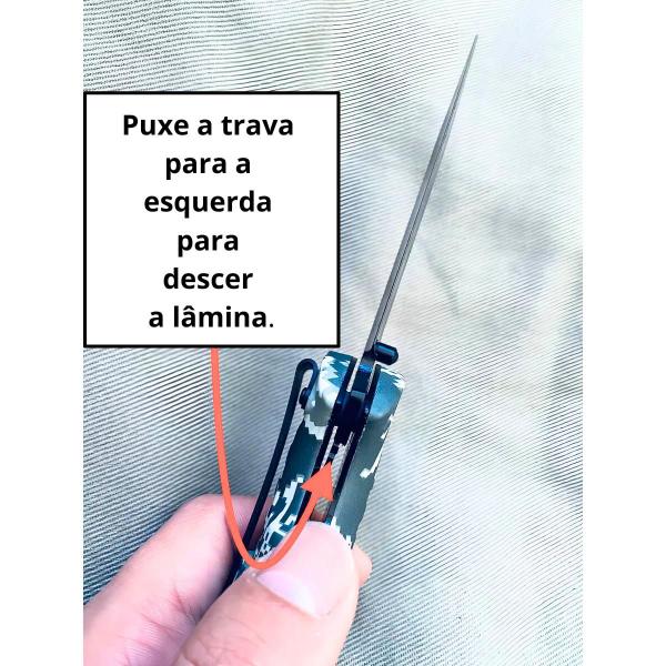 Imagem de Canivete Tático Com Pederneira Ideal Acampar Trilha E Pesca Cor Camuflado