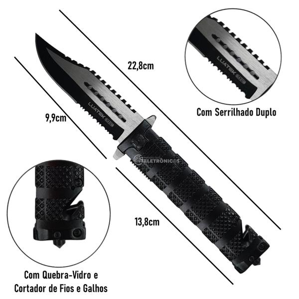 Imagem de Canivete Tático Semiautomático Quebra-Vidro e Corta Corda SLKD22 SLKD106 SLKD108