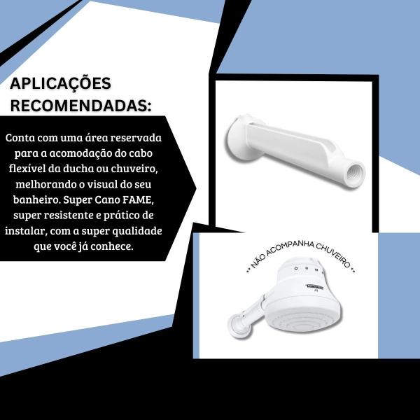 Imagem de Cano Reforçado Com 30 Cm Para Duchas e Chuveiros 1/2 Branco -fame