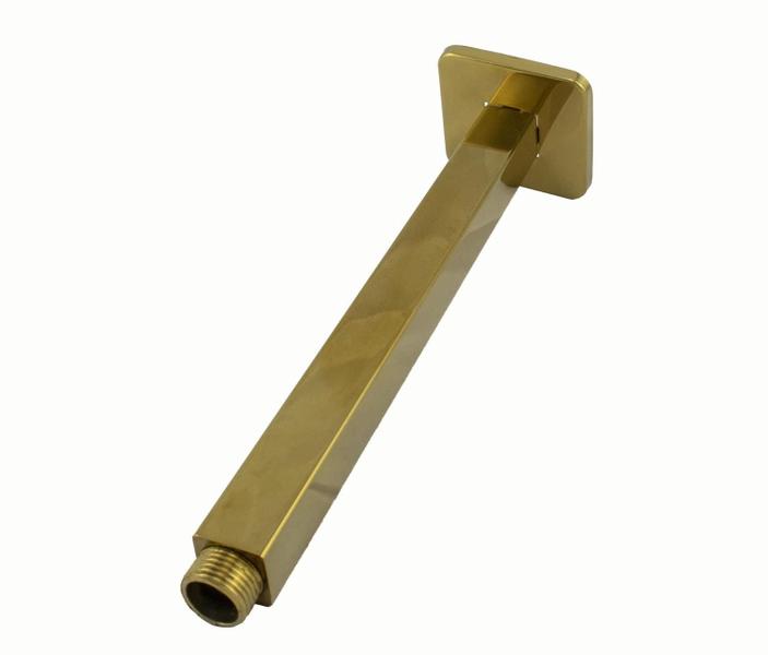 Imagem de Cano Tubo Dourado Golden Braço Suporte Quadrado de Metal Teto 24 cm P/ Ducha