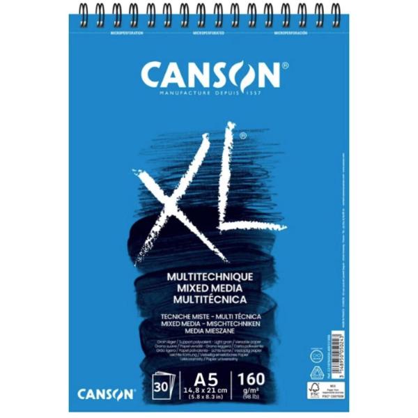 Imagem de Canson XL Mix Média Multitécnica - Grão Fino A5 - 160g/m²