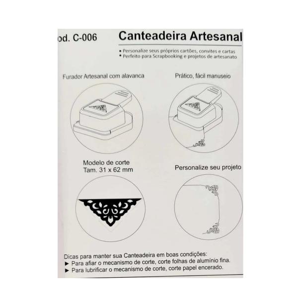 Imagem de Canteadeira Furador Artesanal Barrado Cartão Convite 31x62mm