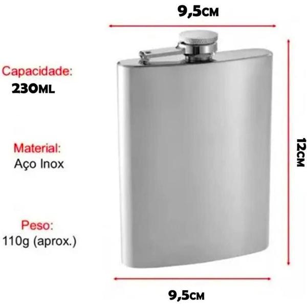 Imagem de Cantil Bolso Aço Inox 230Ml Bebida Porta Whisky Garrafinha