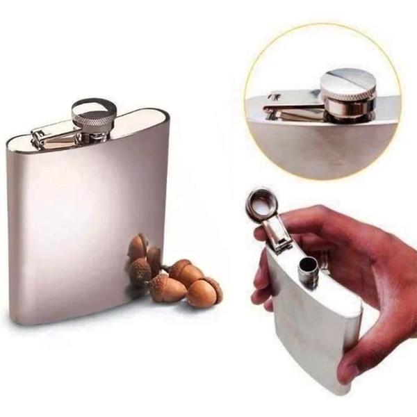 Imagem de Cantil Bolso Aço Inox 230Ml Bebida Porta Whisky Garrafinha