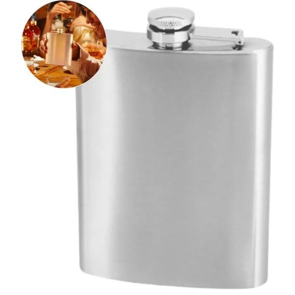 Imagem de Cantil Bolso Aço Inox 230Ml Bebida Porta Whisky Garrafinha