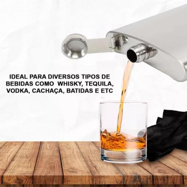 Imagem de Cantil Bolso Porta Bebidas Whisky Vodka Cachaça 230ml Inox