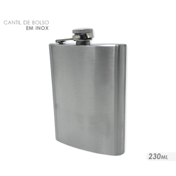 Imagem de Cantil De Bolso 230Ml Para Bebidas E Drinks Em Aço Inox