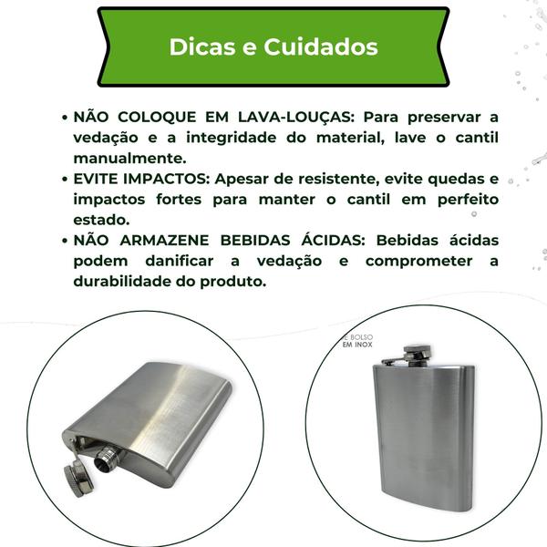 Imagem de Cantil De Bolso 230ml Premium Inox Bebida presente dia dos pais