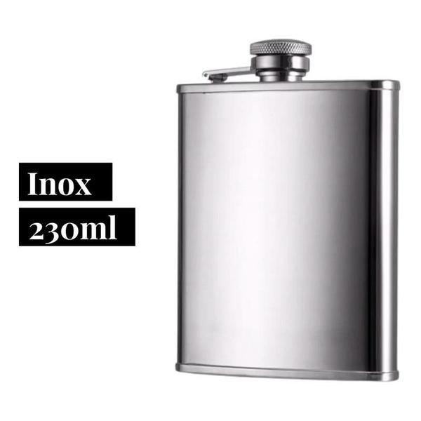 Imagem de Cantil de Bolso Aço Inox 230ml Bebida Porta Whisky Garrafinha Garrafa Bar Frasco Whiskeira Vodka 8 oz Drinks Cachaça