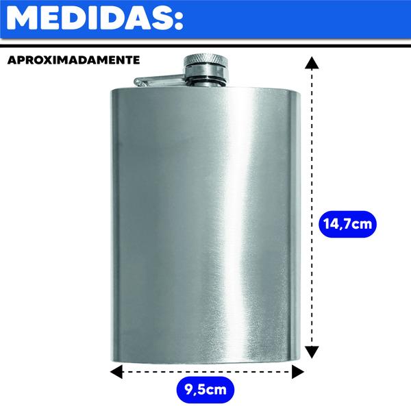 Cantil de Bolso Aço Inox Porta Bebidas 255ml Whisky Vodka Portátil - LUATEK Imagem de Cantil de Bolso Aço Inox Porta Bebidas 255ml Whisky Vodka Portátil