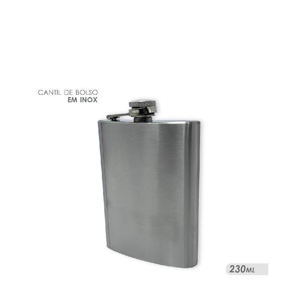 Imagem de Cantil de Bolso Inox 230ml -  Ideal para diversos tipos de bebidas vodka, Tequila, Whisky, Gin