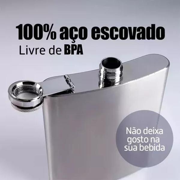 Imagem de Cantil De Bolso Inox Porta Bebida Whisk Vodka Portátil 235ml