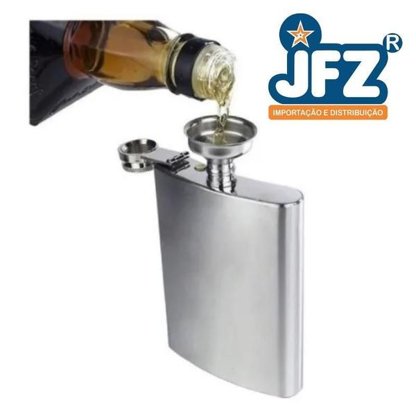 Imagem de Cantil De Bolso Porta Bebidas Aço Inox 200ml