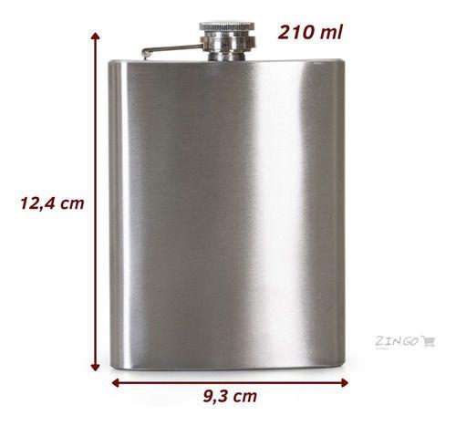 Imagem de Cantil Inox Escovado 210 ML Porta Bebida De Bolso Whiskeira Whisky Rum 