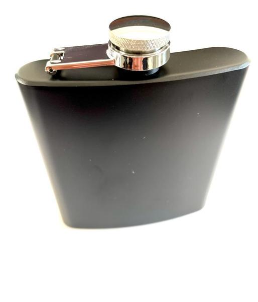 Imagem de Cantil Inox Preto Fosco De Bolso 180Ml - Porta Bebida Wisky