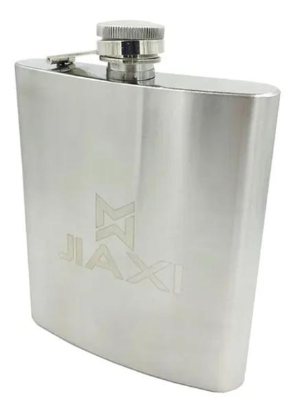 Imagem de Cantil Porta Bebida Bolsa Couro E Alça 500 Ml Inox Whiskeira aço inox