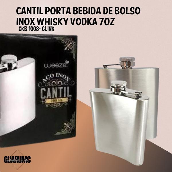 Imagem de Cantil Porta Bebida De Bolso 200ml Inox Whisky vodka 7oz CB1008 Clink