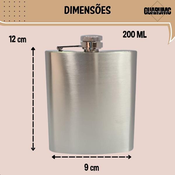 Imagem de Cantil Porta Bebida De Bolso 200ml Inox Whisky vodka 7oz CB1008 Clink