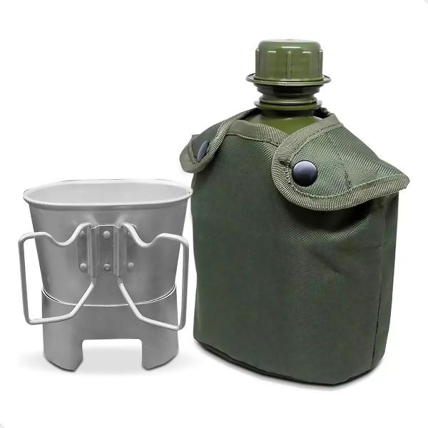 Imagem de Cantil Tático Militar C/ Caneca E Espiriteira Alumínio 1 Lt