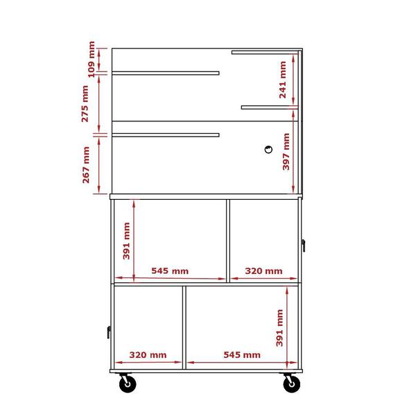 Imagem de Cantinho Do Café com 02 Portas e Suporte para Micro-ondas Aconchego Nature/Off White - Patrimar