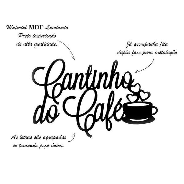 Imagem de Cantinho Do Café Decoração De Parede Madeira Caroá - Preto