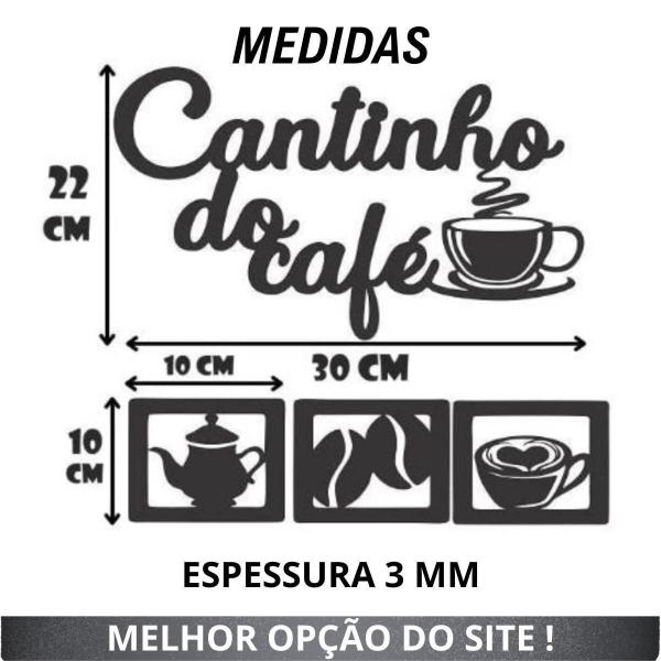 Imagem de Cantinho Do Café Kit 4 Peças Decoração Cozinha Mdf 3Mm