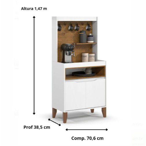 Imagem de Cantinho Do Café Retrô 2 Portas Com Porta Xicaras Rubi - Cores Diversas - Lojas GB