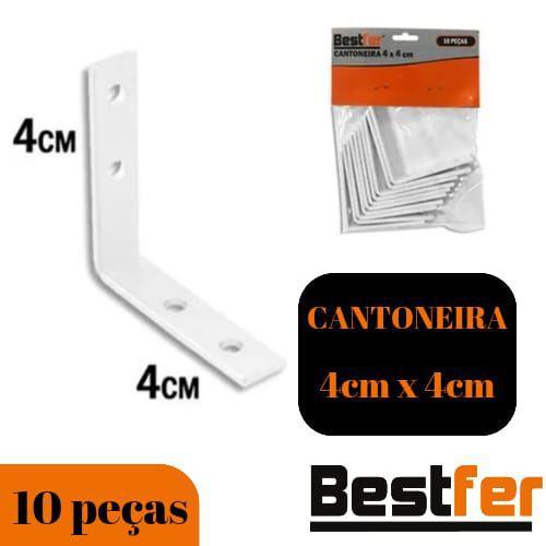 Imagem de Cantoneira 4cmx4cm 10u Suporte metal p/ prateleira Bestfer