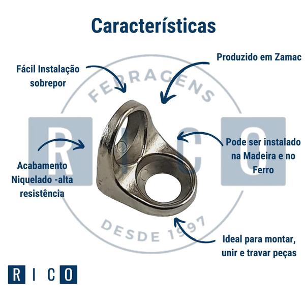 Imagem de Cantoneira Cadeirinha Niquelada Suporte 2 Furos 13X13 100Pçs