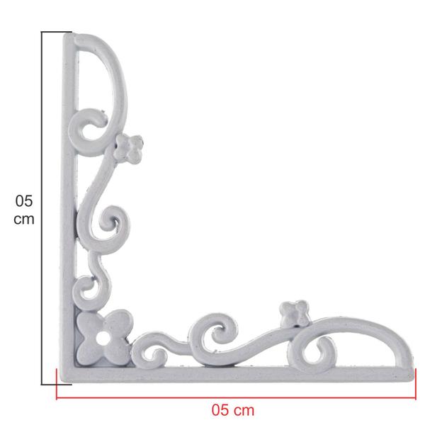 Imagem de Cantoneira Fina Flor Grande 4 Peças Enfeite Espelho Bandeja