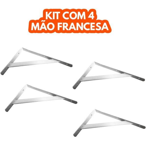 Imagem de Cantoneira Mão Francesa Suporte Prateleira de 20cm 4 peças