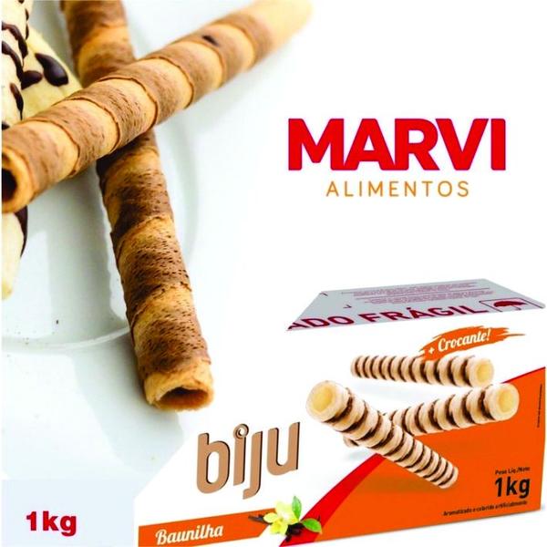 Canudo biju crocante biscoito baunilha 1 kg - marvi Imagem de Canudo biju crocante biscoito baunilha 1 kg - marvi