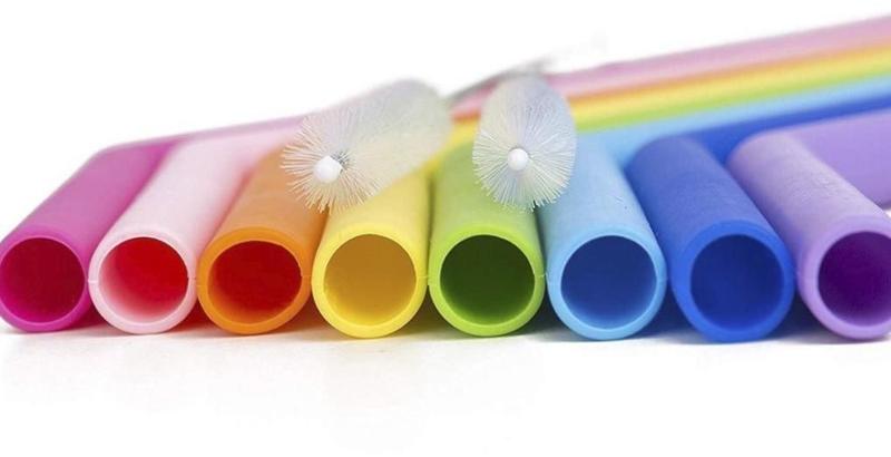 Imagem de Canudo Cores Sortidas Silicone Kit Escova Limpeza 868Sort