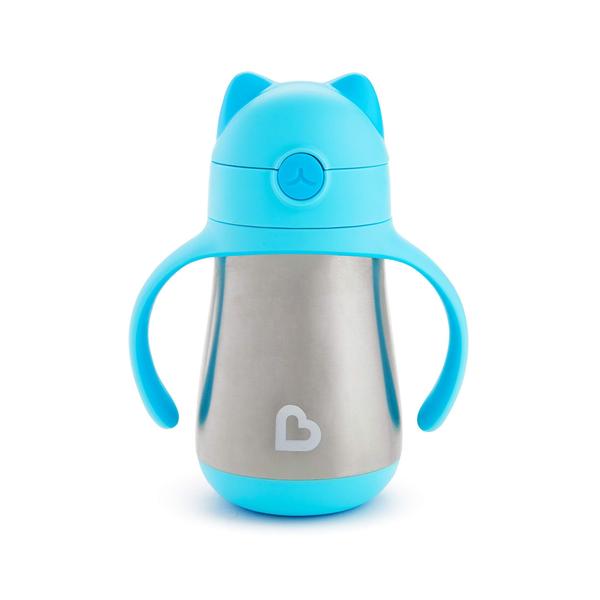 Imagem de Canudo de aço inoxidável Sippy Cup Munchkin Cool Cat 240 ml azul